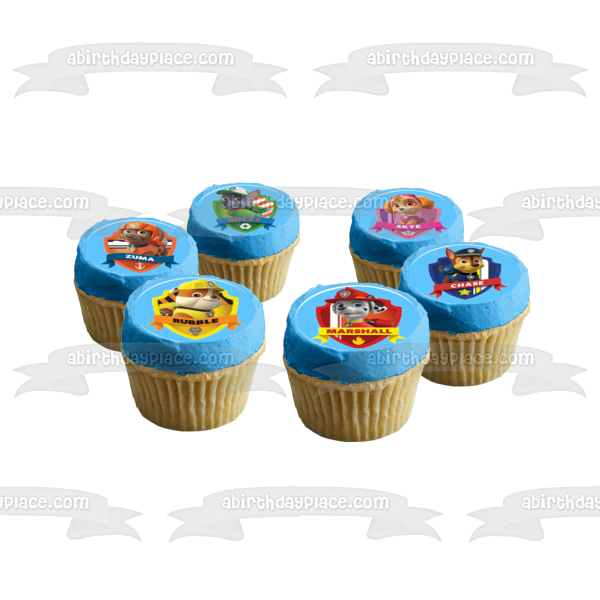 Paw Patrol Chase Everest Tracker Skye Zuma Marshall Rocky Ryder and Rubble Edible Cupcake Topper Images ABPID06393