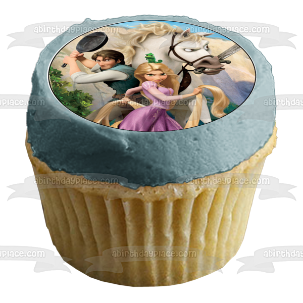 Tangled Rapunzel Maximus Flynn Ryder Frying Pan and a Sword Edible Cupcake Topper Images ABPID06430