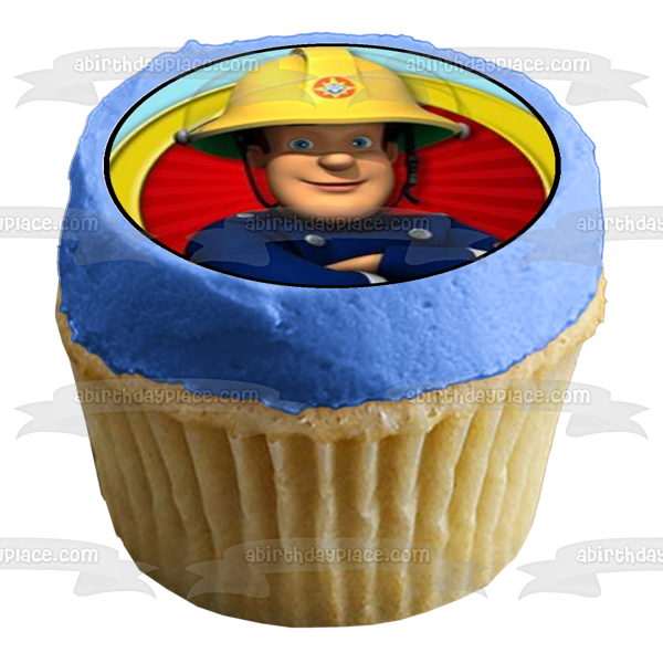 Fireman Sam Co-Workers Hose Fire Truck Fire Hose and Helmets Edible Cupcake Topper Images ABPID07018