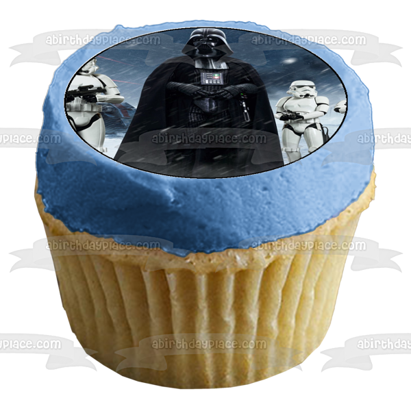 Star Wars Logo Darth Vader Lightsaber and Storm Troopers Edible Cupcake Topper Images ABPID06773