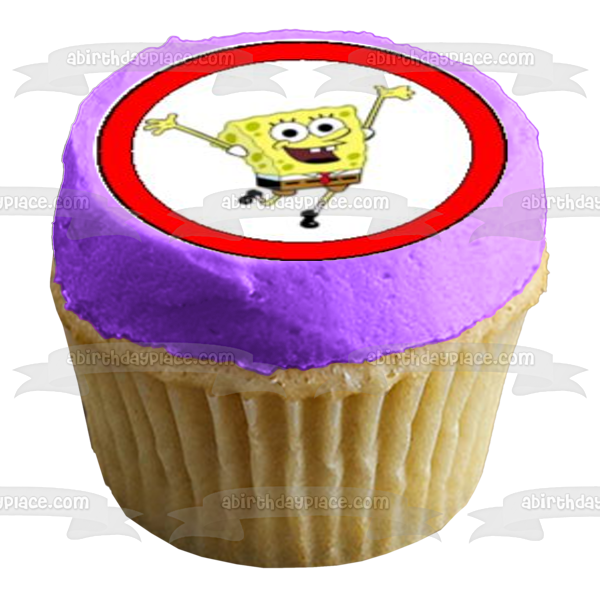 SpongeBob Squrepants and Patrick on Bikini Bottom Edible Cupcake Topper Images ABPID06839