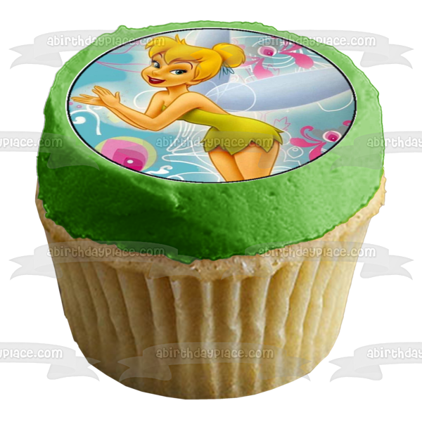 Tinkerbell Wings Flowers Fawn and Rosetta Edible Cupcake Topper Images ABPID07406