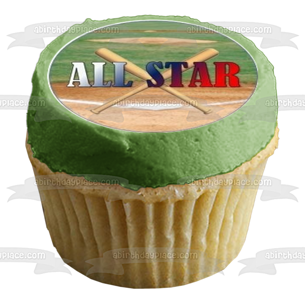Baseball Cartoon All Star Bats Edible Cupcake Topper Images ABPID06844