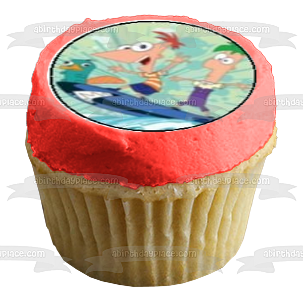 Phineas and Ferb Phineas Flynn Ferb Fletcher Perry the Platypus and Candace Flynn Edible Cupcake Topper Images ABPID07468