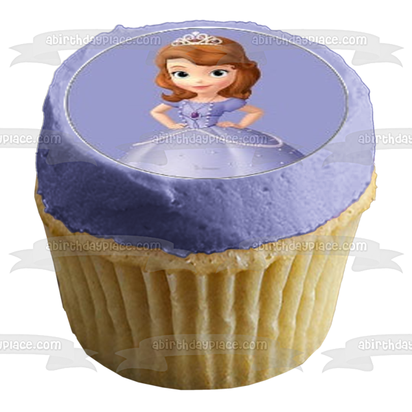 Sofia the First Ball Gown Tiara Edible Cupcake Topper Images ABPID07552