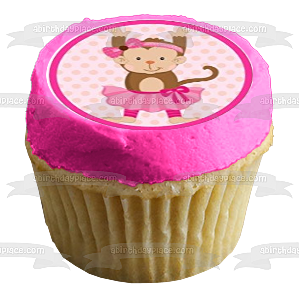 Cartoon Monkeys Girl Ballerina Tutu and Magic Wands Edible Cupcake Topper Images ABPID07200