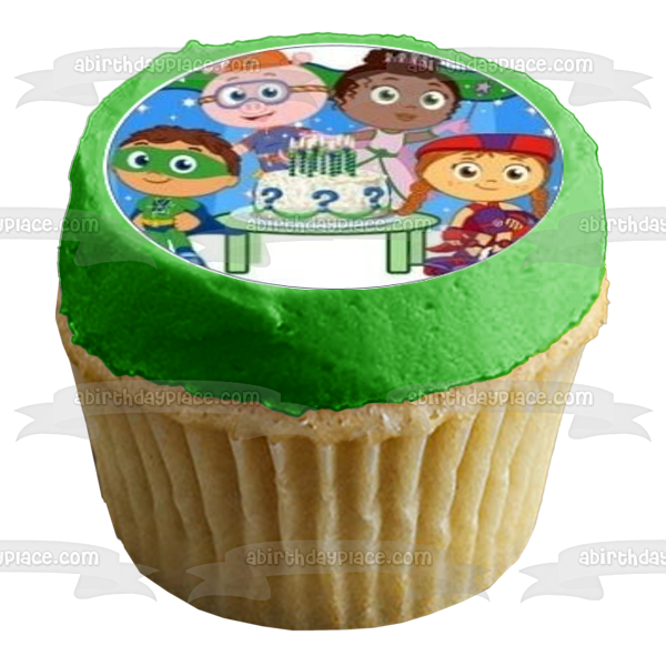 Super Why Happy Birthday Cake Pinata Whyatt Pig and Princess Pea Edible Cupcake Topper Images ABPID07671