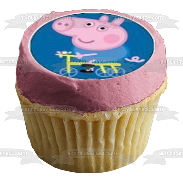 Peppa Pig George Pirate Hat Bike Crown Balloons Edible Cupcake Topper Images ABPID07813