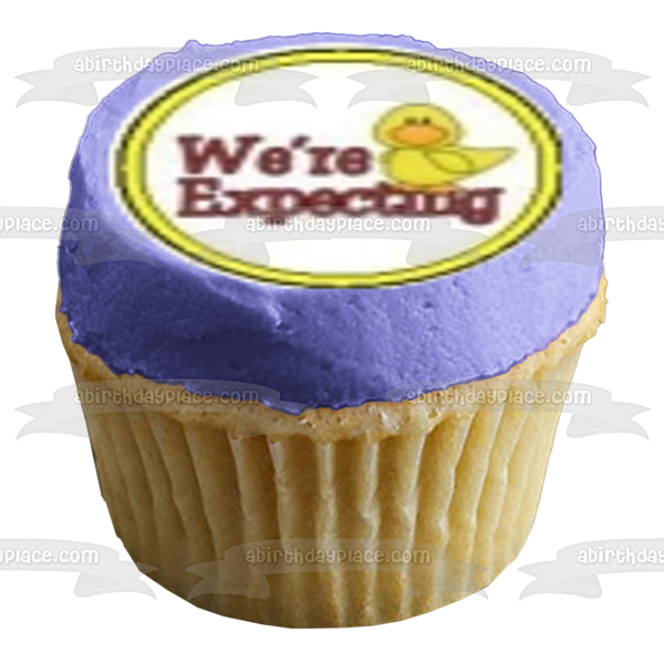 Baby Shower Pregnant Moms and Baby Ducks We're Expecting Edible Cupcake Topper Images ABPID07945