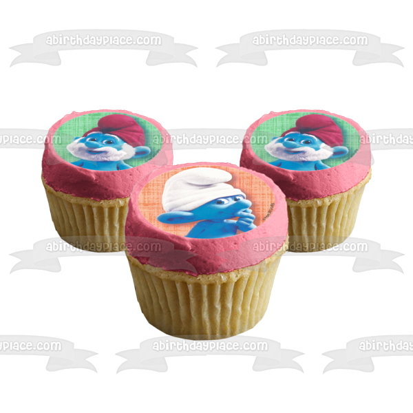 The Smufs Papa Smurf and Smurfette Edible Cupcake Topper Images ABPID08044