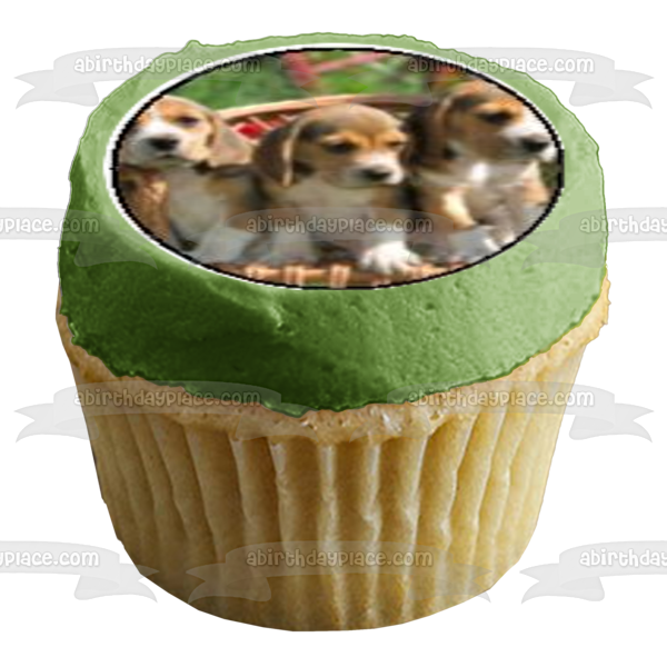 Puppies Golden Retrievers Dalmatians and Beagles Edible Cupcake Topper