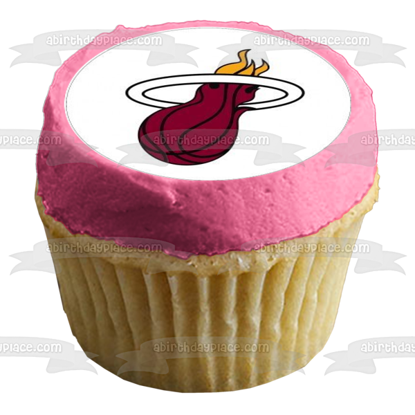 Miami Heat Sports Professional Basketball Team Logo Florida Edible Cupcake Topper Images ABPID09120