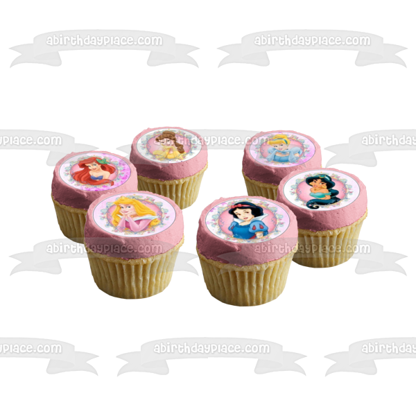 Disney Princess Ariel Belle Aurora Jasmine Cinderella Snow White Edible Cupcake Topper Images ABPID09191