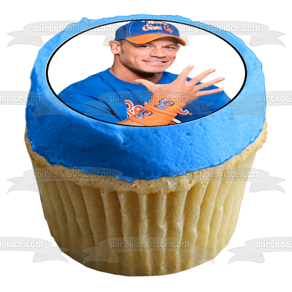 WWE World Wrestling Logo John Cena Edible Cupcake Topper Images ABPID21800