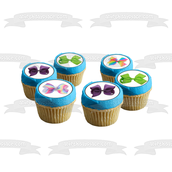 Jo Jo Siwa Bows Tye Dyed Green Blue Pink Purple Edible Cupcake Topper Images ABPID21924