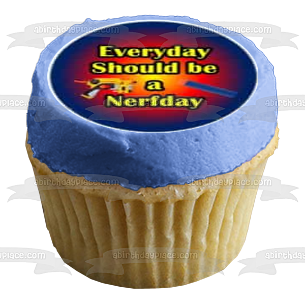 Happy NERF Day NERF Guns Darts Target Edible Cupcake Topper Images ABPID22137