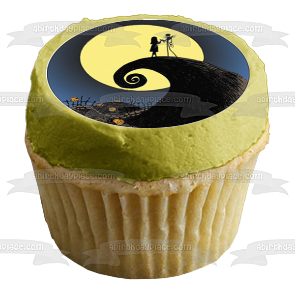 Nightmare Before Christmas Jack Skellington Sally Moonlight Edible Cupcake Topper Images ABPID27567