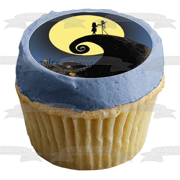 Nightmare Before Christmas Jack Skellington Sally Moonlight Edible Cupcake Topper Images ABPID27567