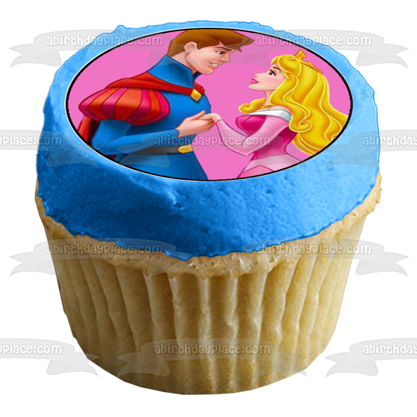 Disney Sleeping Beauty Aurora Prince Ball Gown Dancing Edible Cupcake Topper Images ABPID27608