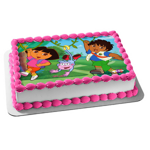 Dora the Explorer Go Diego Go Boots Edible Cake Topper Image ABPID06291