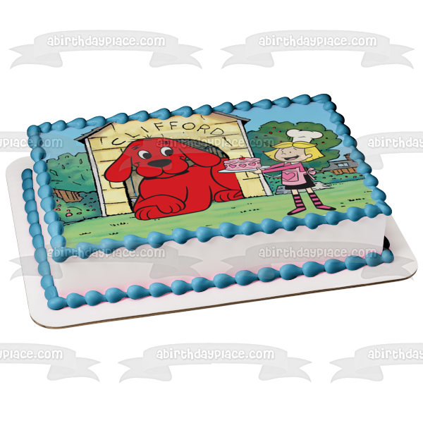 Clifford the Big Red Dog Emily with a  Cake Edible Cake Topper Image ABPID06335