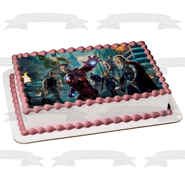 The Avengers Iron Man the Incredible Hulk and Thor Edible Cake Topper Image ABPID06336