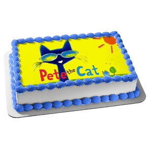 Pete the Cat Cartoon Sunglasses Sun House Edible Cake Topper Image ABPID06343