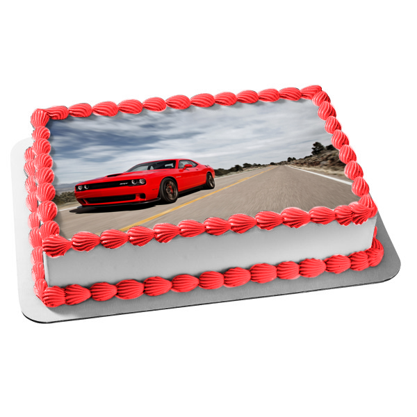 Dodge Challenger Muscle Car Open Road Edible Cake Topper Image ABPID04292
