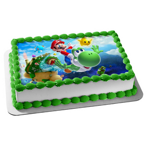 Super Mario Brothers Yoshi Star Edible Cake Topper Image ABPID05758