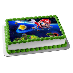 Super Mario Brothers Star Galaxy Edible Cake Topper Image ABPID06193