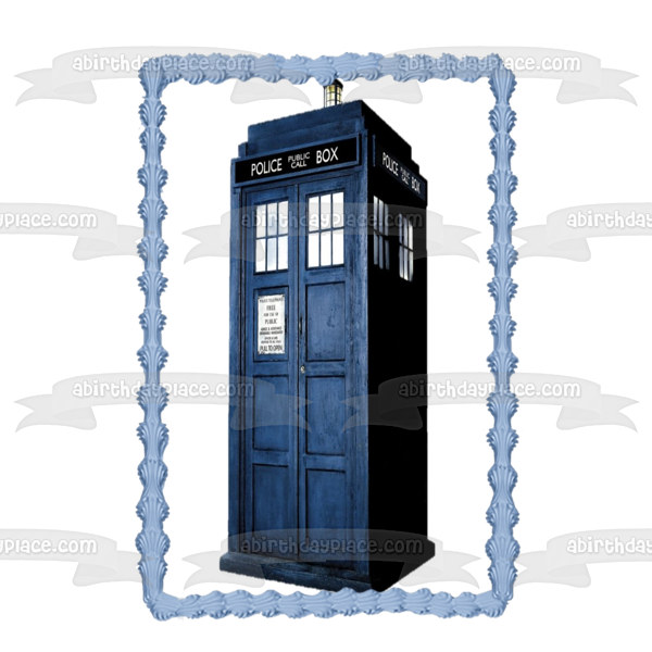 Doctor Who Police Box Time Travel Machine Edible Cake Topper Image ABPID06352