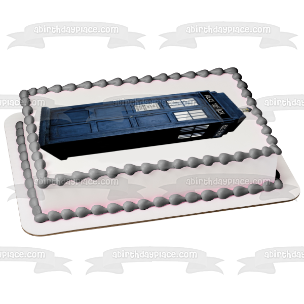 Doctor Who Police Box Time Travel Machine Edible Cake Topper Image ABPID06352
