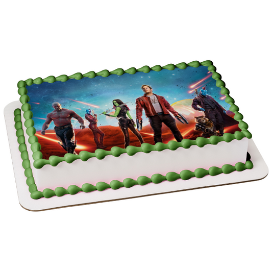 Guardians of Galaxy Gamora Star-Lord Thanos and Nebula Edible Cake Topper Image ABPID06355