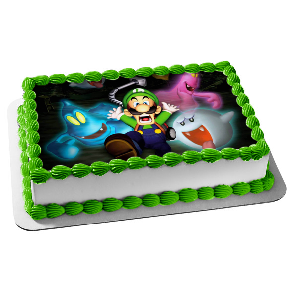 Luigi's Mansion Luigi Ghosts Scary Video Game Edible Cake Topper Image ABPID52910