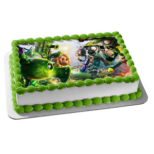 Plants Vs Zombies Popcap Sunflower Chomper and Zombies Edible Cake Topper Image ABPID04173