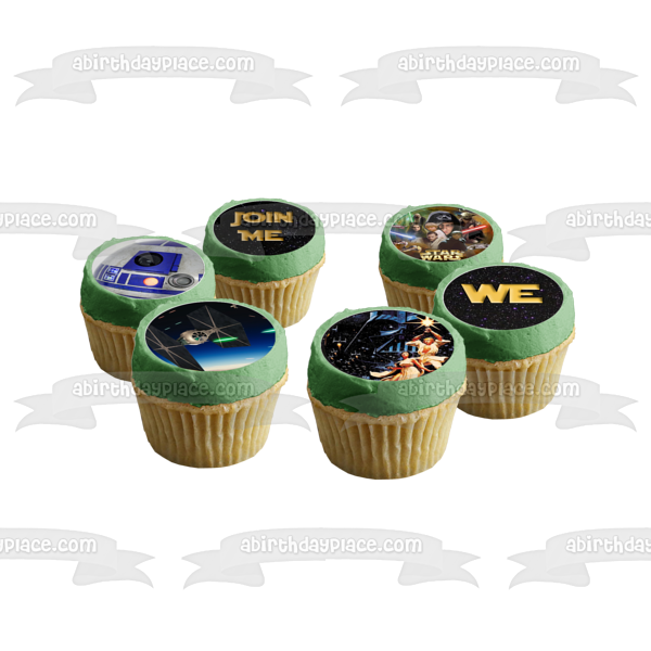 Star Wars Inspired Prom Proposal Storm Troopers Light Sabers Darth Vader Luke Skywalker Join Me Together We Can Rule the Dance Floor Galaxy Star Background Edible Cupcake Topper Images ABPID50851