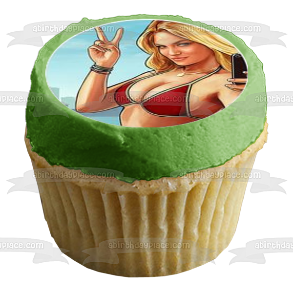 Grand Theft Auto Five Franklin Trevor Michael Gta Logo Happy Birthday Edible Cupcake Topper Images ABPID50918