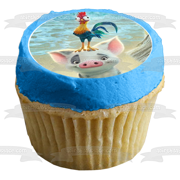 Moana Disney  Hei Hei Pua Maui  12 Count Cupcake Toppers Edible Cupcake Topper Images ABPID53490