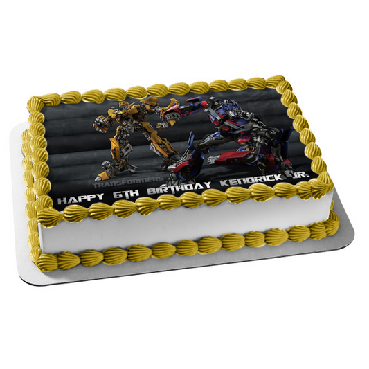 Transformers Bumblebee and Optimus Prime Edible Cake Topper Image ABPID05486