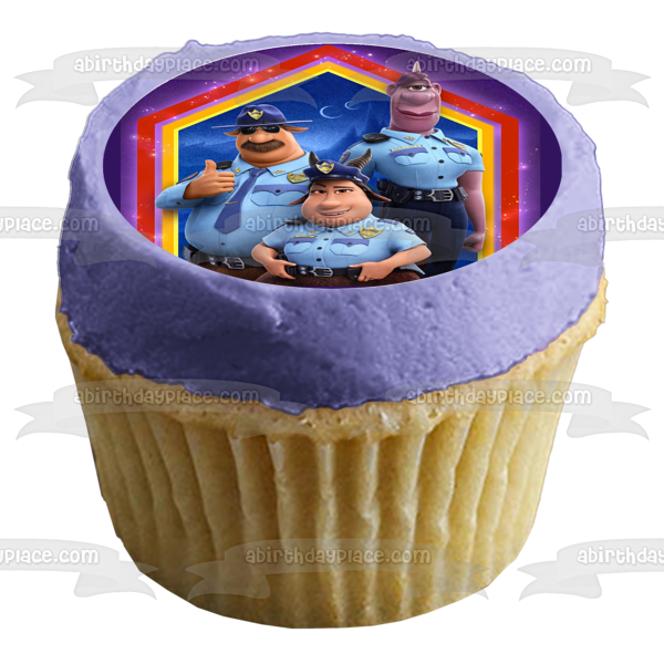 Disney Pixar Onward Ian Lightfoot Barley Lightfoot Police Officers Colt Bronco Specter Edible Cupcake Topper Images ABPID51049