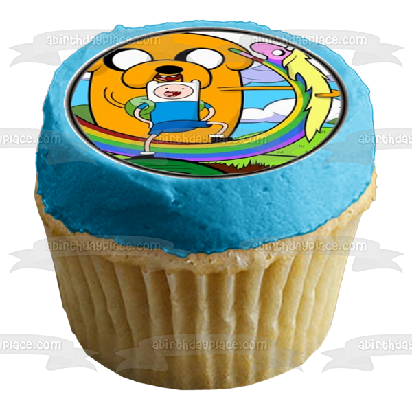 Adventure Time Jake the Dog Finn Princess Bubblegum Lady Rainicorn Edible Cupcake Topper Images ABPID51355