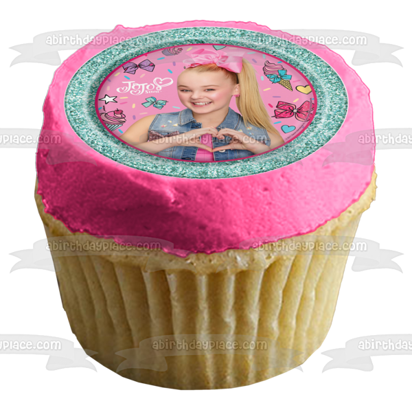 Jojo Siwa Heart Ice Cream Hair Bows Edible Cake Topper Image ABPID00091