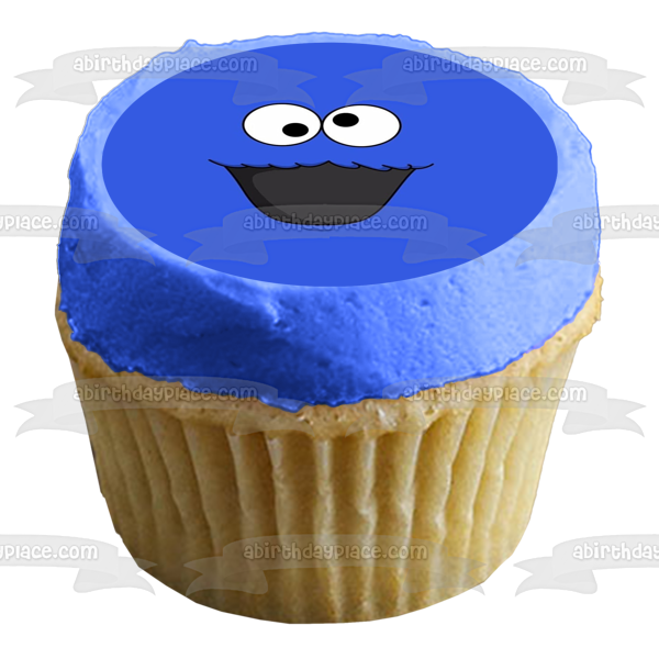 Sesame Street Cookie Monster Face Edible Cake Topper Image ABPID00283