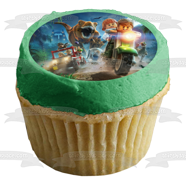LEGO Jurassic World Assorted Characters Motorcycle Raptor Edible Cake Topper Image ABPID00457