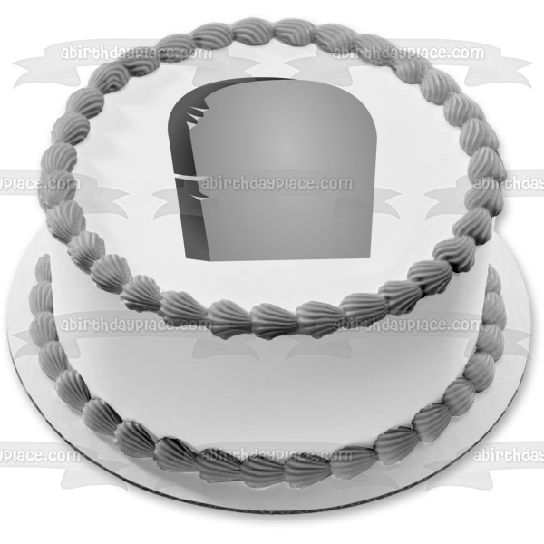 Happy Halloween Grey Tombstone Edible Cake Topper Image ABPID00619