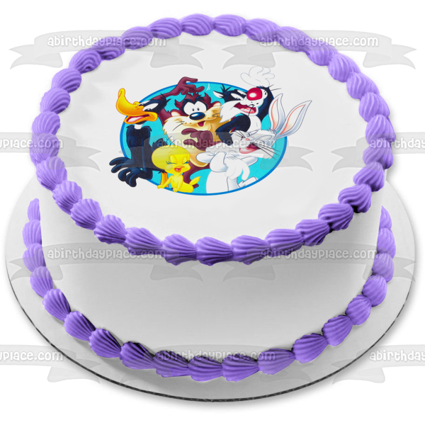 Looney Toons Bugs Bunny Daffy Duck Tasmanian Devil Tweety and Sylvester Edible Cake Topper Image ABPID00503