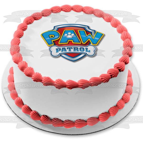 Paw Patrol Logo Shield Bone Pawprint Edible Cake Topper Image ABPID00538