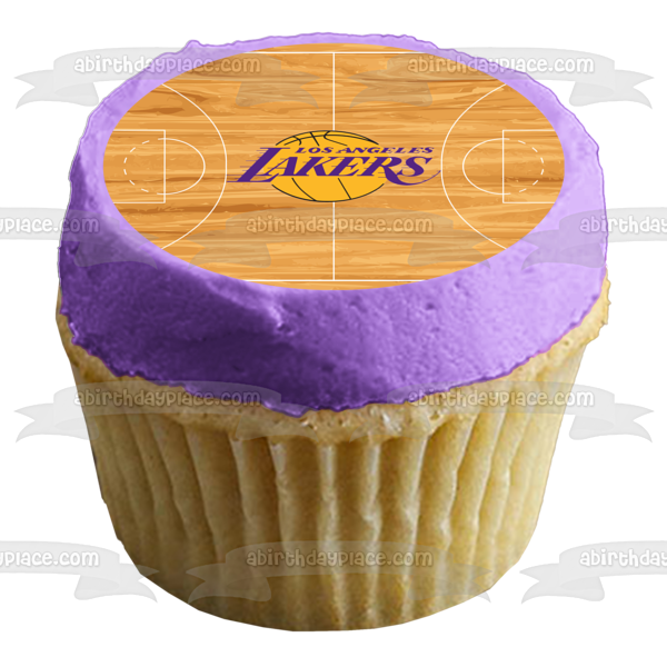 Los Angeles Lakers Logo Basketball Court NBA Professional Sports Edible Cake Topper Image ABPID00727