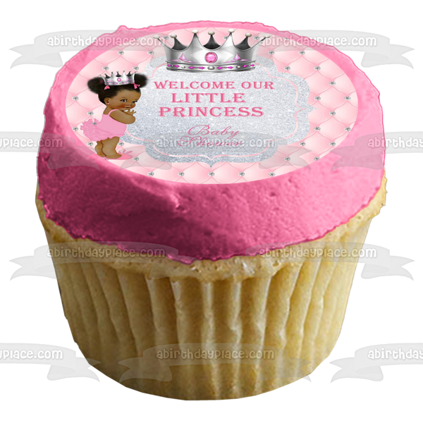 Welcome Our Little Princess Afro Puff Baby Shower Edible Cake Topper Image ABPID00735