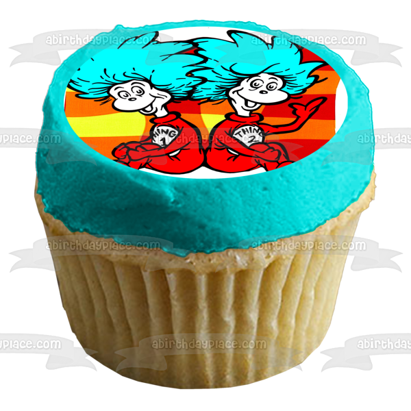 Dr. Seuss The Cat in the Hat Thing 1 Thing 2 Edible Cake Topper Image ABPID00928